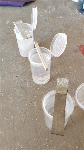 24 hours into the barnacle buster soak, and we have made zinc glycolate. The steel corroded pretty good and the aluminum actually held up better than I expected, though it was still corroded. Barnacle Buster is phosphoric acid and when zinc reacts with acid, the metal dissolves into zinc salts which then interact with the water. As those salts absorb water they create a translucent gelatinous material that is literally dissolved metal. When you run this through your engine it is definitely affec