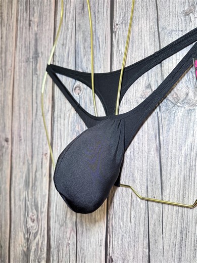 Jovanadesign Big Bag Mens Bulge Thong Black High Stretch Swimwear Handmade in UK Size M - Etsy