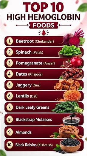 TOP 10 HIGH HEMOGLOBIN FOODS | Increase Blood Naturally Fast