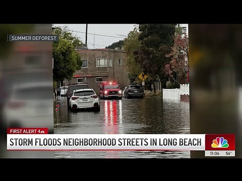 Storm floods neighborhood streets in Long Beach