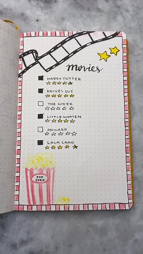 Ultimate Movie Checklist and Rating Page 🍿 - Bullet Journal Ideas