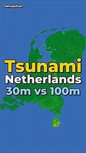 Tsunami Simulation 30m vs 100m of the Netherlands! #tsunami #geography #netherlands #maps