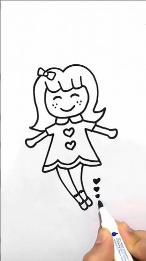 Cute Barbie Doll drawing 💕 | Draw Baby Doll with easy tutorial #kidart #drawsocute