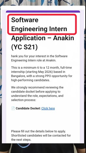 Anakin is hiring for Software Engineering Intern | Apply Link in Description and Comment