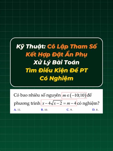 Cô lập tham số và đặt ẩn phụ trong toán học