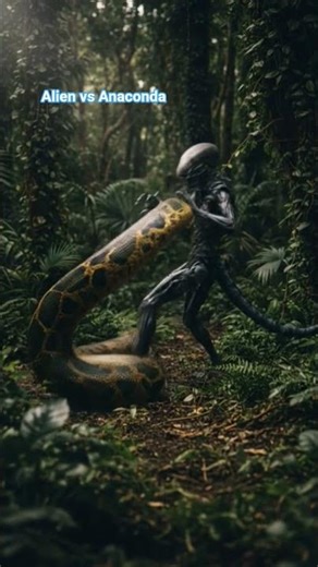 Alien vs Anaconda Fight #ai #viral #anakonda #alightmotion #alien #experiment #elaphe #motioneye