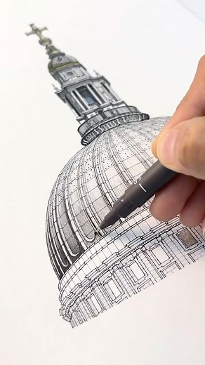 10K views · 74 reactions | Drawing St. Paul’s Cathedral in London,...