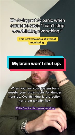 If you can’t stop overthinking, it doesn’t mean you’re dramatic or broken. Chronic overthinking is often a sign of nervous system dysregulation and prolonged stress. When the brain feels unsafe, it goes into threat-monitoring mode — constantly scanning, analysing, replaying, and preparing for danger. This can feel like: • Racing thoughts • Mental exhaustion • Trouble sleeping • Anxiety • Replaying conversations • Worst-case scenario thinking Overthinking isn’t a character flaw. It’s a stress res