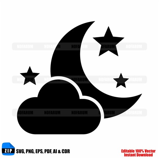 Moon Stars Cloud SVG, Nursery Decor (digital Download) - Etsy