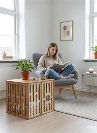 Modern Plywood Dog Crate With Sliding Door, Indoor Kennel Furniture - Etsy
