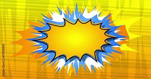 Comic Book Background. Motion poster. 4k animated Comics moving, changing elements, wallpapers. Retro pop art style backdrop.