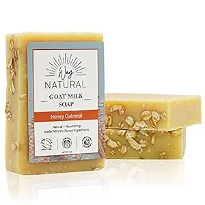 Honey Oatmeal Soap Bar (3 Pack) - Goat Milk Soap for Men, Women & Kids - Natural, Handmade w/Real Milk - Dry, Sensitive Skin, Hands/Body - Premium, Gentle, No Dyes - (Large, 5oz)