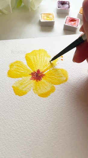 Yellow Hibiscus Flower Painting Tutorial