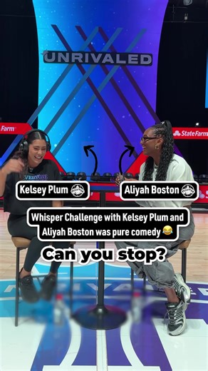 Kelsey and Aliyah are wayyy too good at the whisper challenge 😂 #statefarmpartner #unrivaled #womensbasketball #whisperchallenge