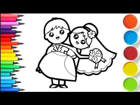 Bride and Groom Drawing, Painting & Coloring For Kids Toddlers_ Child Art