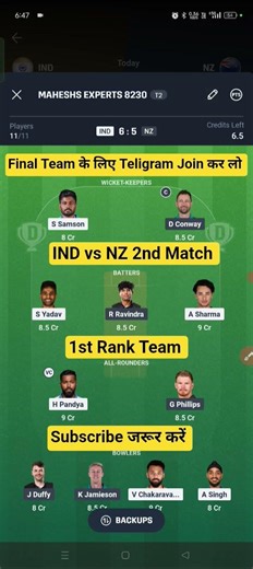 IND vs NZ Dream11 Prediction | IND vs NZ Dream11 Team Today | IND vs NZ | #shorts