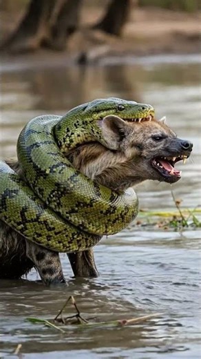 Hyena vs Green Anaconda