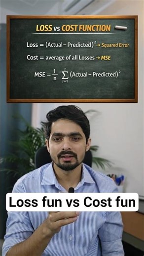 Loss vs Cost Function Explained Simply #datascience #machinelearning #shorts#viral #neuralnetworks