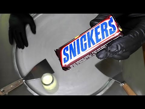 Snickers Ice Cream Rolls | how to make Snickers chocolate bar Caramel Ice Cream | satisfying ASMR