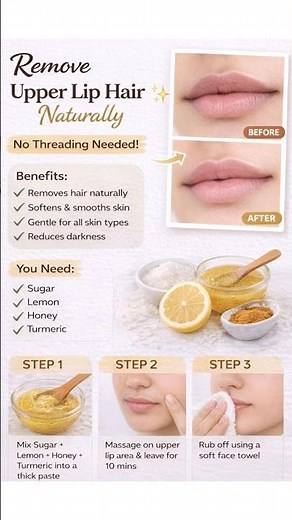 Remove Upper Lip Hair Naturally 😍 No Threading Needed! #shorts #ytshorts