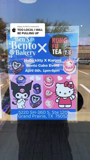 Hello Kitty Bento Cakes Event at Kung Fu Tea Grand Prairie
