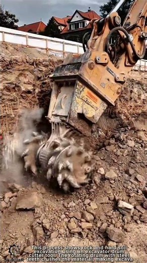 Rock Excavation Work Tool Using Excavator Drum Cutter Tool #worktool