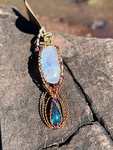 Moonstone and Black Opal Necklace - Etsy