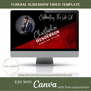 Red & Black Memorial Slideshow Video: Funeral Photo Tribute (canva Template) - Etsy