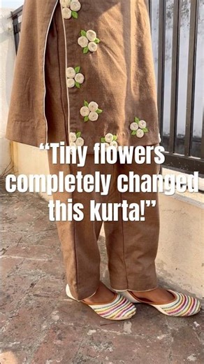Simple Kurta Turned Beautiful with Hand Embroidery 🌸 #shorts #handmade #rose