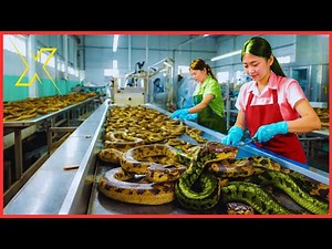 🐍 How Farmers Transform Millions of Snakes into Modern Products || Snake Farm & Processing Factory