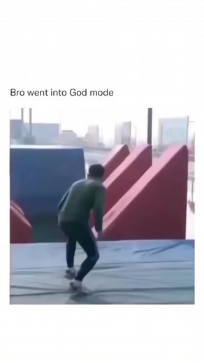 Athletic Stunts on a Colorful Inflatable Structure