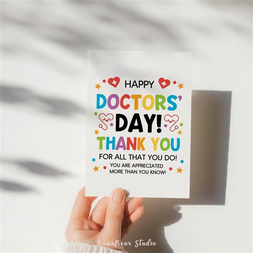 Doctors Day Printable Thank You Card, Physician Appreciation Greeting Cards - Etsy