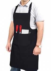 RUVANTI Work Aprons for Men/Women with Pockets - Adjustable up to XXL - Professional Grade Durability - Black Apron for Barber, Chef, BBQ, Kitchen, Cleaning - 1 Pack