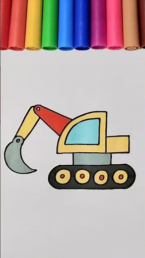 Easy Digger Drawing for Kids 🚜 | Excavator Sketch Step by Step #shorts