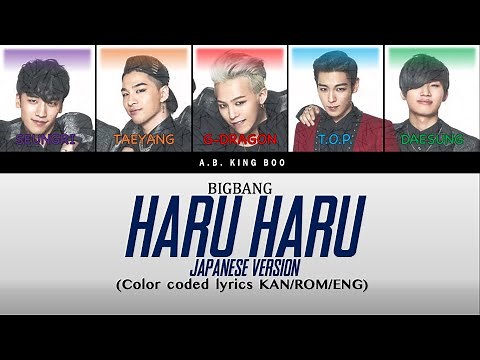 Bigbang Haru Haru Japanese Version color coded lyrics (kan/rom/eng)