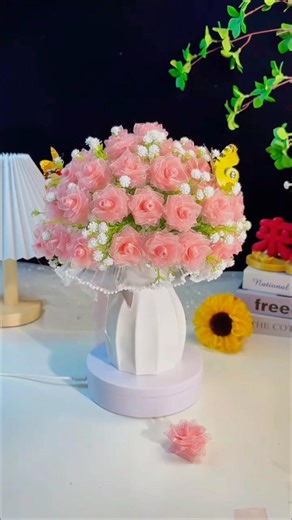 DIY soft tulle ribbon rose flowers #handmade #handmadegifts #flowers #gift #ribbon #rose #diycrafts