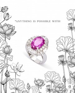 Divine sophistication, blossoming with tranquillity Inspired by the celestial aura of a pink lotus, an alluring 4.44cts pink sapphire soaks in the adoration while a halo of crystalline diamonds in baguette and tapered cuts embrace its warmth; unfurling a portrayal of an exotic water garden blooming with delicate flora. The Pink Sapphire and Diamond Flower Ring emanate a decadent gemstone, completely flaunt-worthy. | Colombo Jewellery Stores