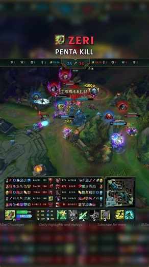 Zeri ADC PENTA KILL | KR Master Patch 26.09 #shorts