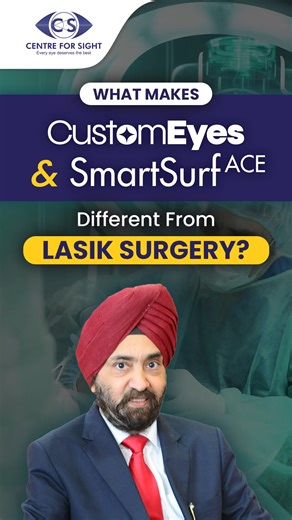 Custom Eyes & Smart Surface vs. LASIK – What’s the Difference? | Dr. Mahipal S. Sachdev In this Short video, Dr. Mahipal S. Sachdev, Chairman and Medical Director of Centre For Sight, breaks down how Custom Eyes and Smart Surface Surgery differ from traditional LASIK surgery. While LASIK involves creating a flap in the cornea, Smart Surface is a flapless and touch-free procedure—making it ideal for people with thin corneas, dry eyes, or active lifestyles. Custom Eyes takes this further by integr