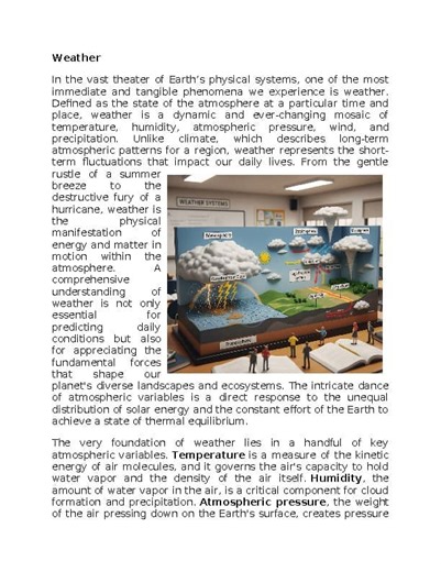 Weather in Physical Geography Worksheet Sub-Plan - Classwork - Homework