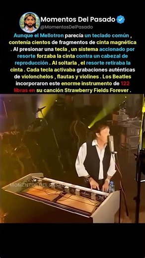 Aunque el Mellotron parecía un teclado común, contenía cientos de fragmentos de ...