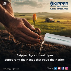 Supporting the Hands that Feed the Nation Skipper Agricultural Pipes – strong, durable, and built for the tough terrains of Bharat. Engineered to support our farmers with efficient irrigation and water flow. Made for the Fields. Made for the Farmers of Bharat. Learn more: www.skipperpipes.in #SkipperAgriPipes #FarmersOfBharat #JaiKisan #MadeForIndia #AgricultureSupport #SkipperPipes #PipeItRight #WaterToSoil #BharatKeKisanKaSaathi #EmpoweringRuralIn | Skipper Pipes