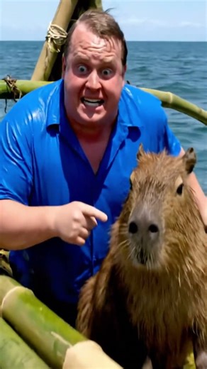 Capy the Hero! The Bamboo Boat Sank and He Saved His Life #funny #trending #animals #capybara #ai