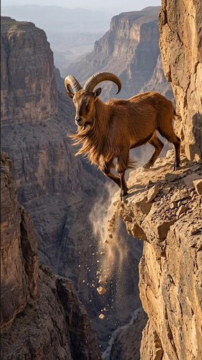 One Wrong Jump and the Goat Saves Itself 😱🐐 | Mountain Goat Cliff Video