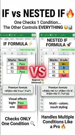 IF Vs Nested IF in Excel .#excel#shortsviral#microsoftexcel#IF#nestedif#shortcutkeys