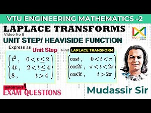 VTUM2|Express as Unit step function and find Laplace transform important vtu exam problem