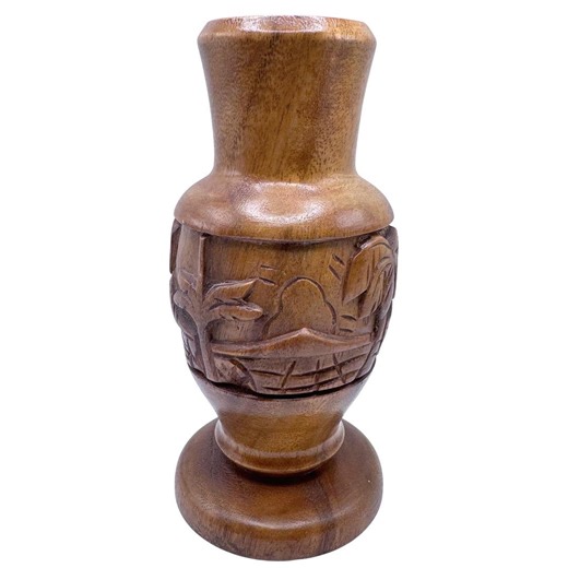 Vintage Hand Carved Wooden Vase Tropical Village Scene Wood Tiki Folk Art Decor - Etsy