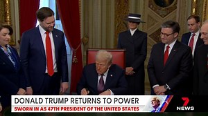 10K views · 112 reactions | Donald Trump is once again president of the United States after being sworn in at an intimate inauguration ceremony this morning. Download the 7NEWS app: 7news.link/7newsapp #7NEWS | 7NEWS Melbourne | Facebook