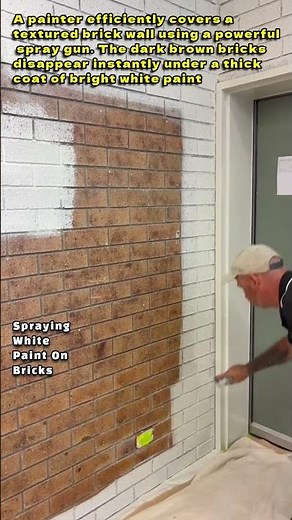 Spraying White Paint On Bricks