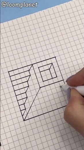 Объёмный 3d рисунок по клеточкам легко и просто #shorts 3d Optical Drawing easy&cute